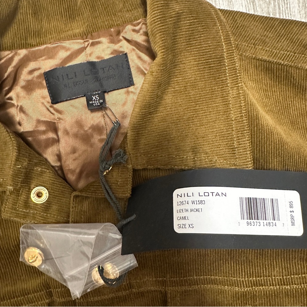 NWT Nili Lotan Lizeth Cotton-Blend Corduroy Jacket XS in Camel - Picture 5 of 5